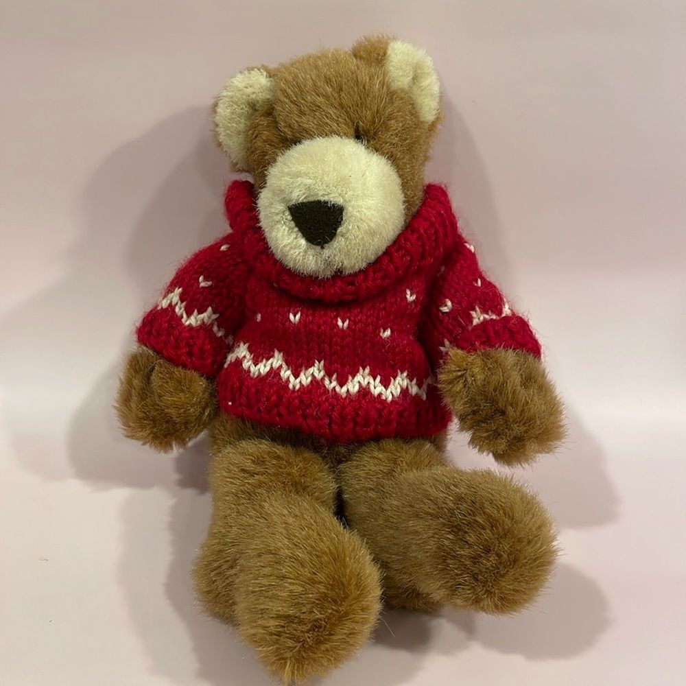 Vintage 1995 Mary Meyer Light Brown Teddy Bear with Red & White Sweater EUC 11”